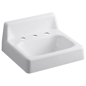 Kohler K-2868 Hudson 20" Cast Iron Wall Mounted Bathroom Sink - White
