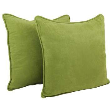 25" Double-Corded Solid Microsuede Square Floor Pillows, Set of 2, Mojito Lime