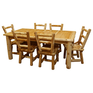 White Cedar Log Family Dining Set