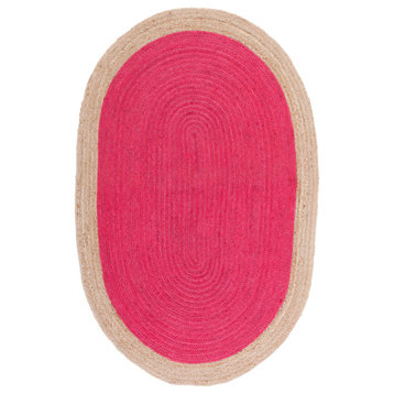 Safavieh Vintage Leather Collection NF801C Rug, Fuchsia/Natural, 6' X 9' Oval