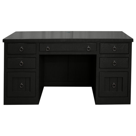 Rustic Executive Home Office Desk, Antique Black