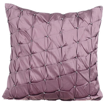 Textured Knotted Pintucks 16"x16" Taffeta Pillows Cover, Lavender Texture