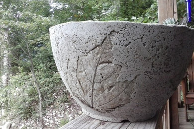 Leaf Imprint on Hypertufa Bowl - A Success!