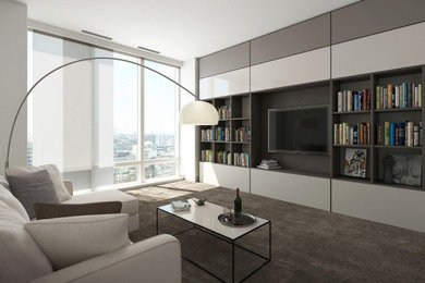 Inspiration for a modern family room remodel in Montreal
