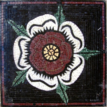 Flower Mosaic Artwork, Center Flora, 24"x24"