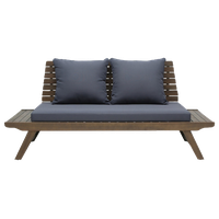 Kailee Outdoor Wooden Loveseat With Cushions, Dark Gray, Gray Finish