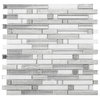 11.75"x11.75" Galen Mosaic Tile Sheet, Silver and White