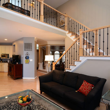 Canadian Maple Hard Wood & Matching Maple Handrail w/ Iron Balusters
