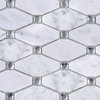 11.75"x13.25" Sasha Carrara and Crystal Mosaic Tile Sheet