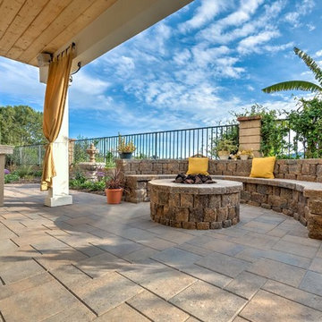 Los Angeles - Backyard Fire Pit - Seating Wall - Walkway - Patio Areas - View 3