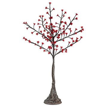 LED Red Cherry Blossom Tree, Warm White Led