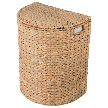 Sea Grass Half Moon Hamper/Laundry Basket With Removable Liner, Natural Color