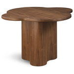 Meridian Furniture - Mesa Dining Table, Walnut - Bring a bold new look to your space with this Mesa Black Dining Table. Crafted with ash veneer and featuring a captivating walnut finish, this table exudes elegance and sophistication. The unique clover-shaped table top is not only visually striking but also adds an intriguing element to your decor. With its bold design and sleek construction, this dining table is a perfect addition to your modern home.