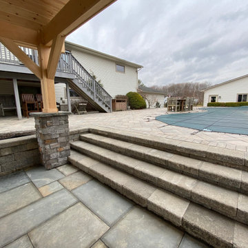 Outdoor pavilion with fireplace