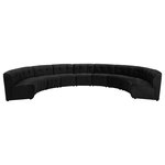 Meridian Furniture - Limitless Velvet Upholstered 9-Piece Modular Sectional, Black - Invest in your home's comfort with this Limitless 9 Piece Sectional. This modular unit offers tons of flexibility in the number of ways that you can put each piece in the Limitless collection together to get the ideal customized look. Upholstered in black velvet, this beautiful piece is soft and cool to the touch, so you can feel comfortable from every angle. Button and channel tufting add to this unit's upscale look and contemporary charm.