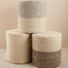 Micco Ombre Cylinder Pouf, Cream/Brown