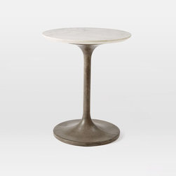 Concrete Pedestal Side Table - Marble Top - Products