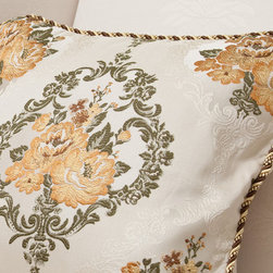 Fabric decorative pillow - yellow daisy with green leaf - Decorative Pillows