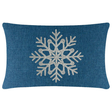 Sparkles Home Rhinestone Snowflake Pillow - 14x20" - Royal