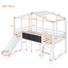 Gewnee Twin Size Loft Bed with Ladder and Slide in White
