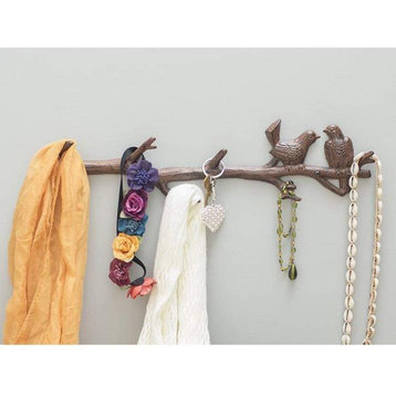 Cast Iron Birds On Branch Hanger with 6 Hooks