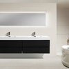 MOF Double Sink Wall Mounted Vanity, Black, 80"