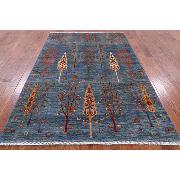 6' X 9' Super Gabbeh Willow Tree Hand Knotted Wool Lori Buft Area Rug - Q2233