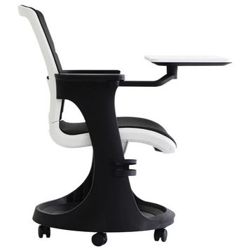 Black Mesh Rolling Office Chair, Black, White