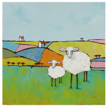 Phyllis Adams 'Sheep In Patchwork Meadow' Canvas Art, 18"x18"