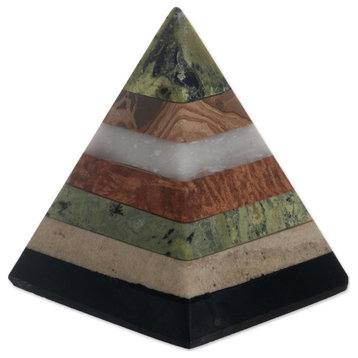 Novica Handmade Spirit Pyramid Gemstone Sculpture