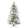 Flocked Snowy Pine Christmas Tree, 6.5', Multicolor Led Lights