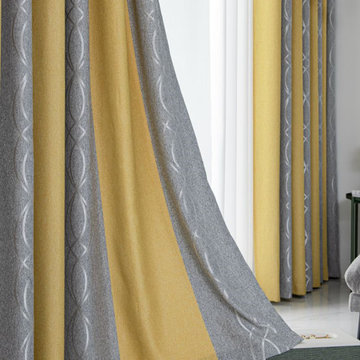 QYYL2208B Illawarra Plain Faux Linen Stripe Blackout Custom Made Curtains