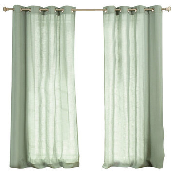 Faux Linen Blend Curtain Panel, Set of 2, Spruce, 52"w X 84"l