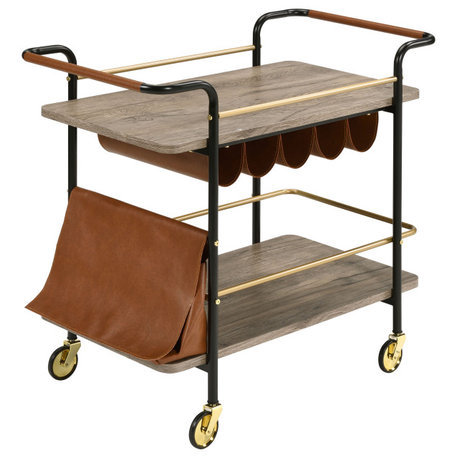 Naude Serving Cart, Natural, Gold and Black Finish