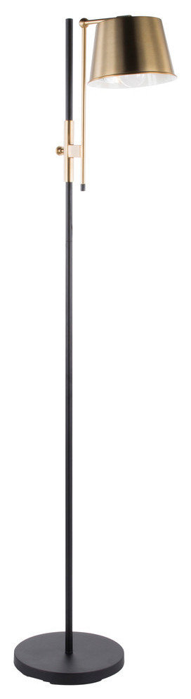 Lumisource Metric Floor Lamp, Black and Antique Brass
