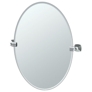 Jewel 32" Frameless Oval Mirror, Satin Nickel