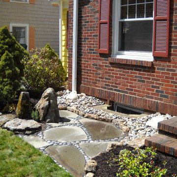 South Orange, NJ. Landscape Renovation, Boulder Retaining walls, Veggie Garden