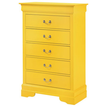 Louis Phillipe II Yellow 5 Drawer Chest of Drawers (31 in L. X 16 in W. X 48...