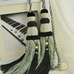 6 Colors QYM13 Faux Silk Curtain Tassel Tie Backs in Gray Color - Window Treatment Accessories