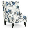 Vintage Contemporary Accent Chair, Unique Floral Patterned Seat With Wingback
