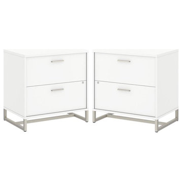 Home Square 2 Drawer Engineered Wood Filing Cabinet Set in White (Set of 2)