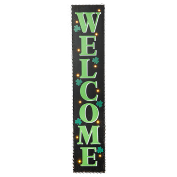 42" Lighted St. Patrick's Wooden "Welcome" Porch Sign