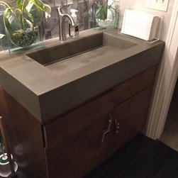 Custom Concrete Sinks and Wood Vanity - Bathroom Vanities And Sink Consoles