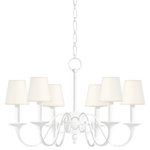 Hudson Valley Lighting - Windsor 6-Light Chandelier by Mark D. Sikes, White Plaster Frame, White Shade - Wonderfully whimsical, Windsor possesses natural grace and inherent style. Classic in form, the candelabra silhouette features perfectly scaled linen shades that complement the frame�s fluid curves. A white plaster finish gives the piece artistic elegance, setting it apart from a mirage of metal chandeliers. Available as a wall sconce and chandelier.