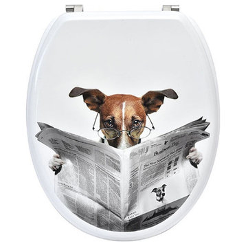 18" Elongated Toilet Seat With Print, Jack Russel