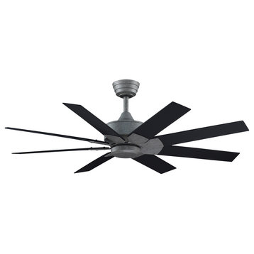 Levon 52" Ceiling Fan Galvanized With Black Blades