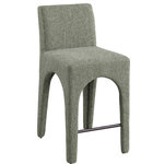Meridian Furniture - Gramercy Linen Textured Fabric Stool, Green - Give your kitchen counter or home bar a makeover with these green Gramercy linen textured fabric bar/counter stools. Rich green linen textured fabric upholstery feels comfortable to the touch, helping ensure that these stools quickly become everyone's favorite seat. The arched iron inner frame complements the pair's art deco look, while the low-back design ensures an inviting seating experience. With a convenient footrail for resting your feet, these stools offer both style and practicality.
