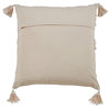 Frayed Design Cotton Throw Pillow Cover, 22"x22", Natural