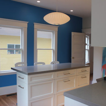 Vibrant Blue & White Family-Friendly Kitchen