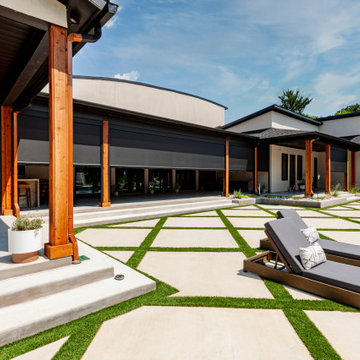 Exterior Motorized Screens for Transitional Home